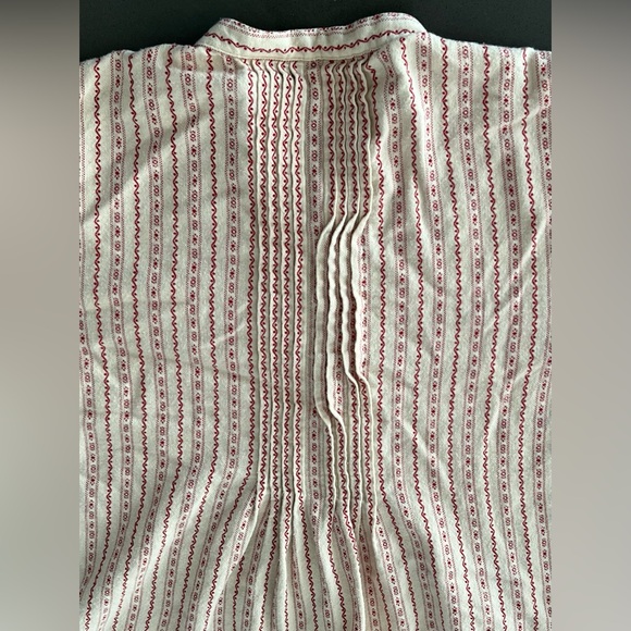 LL Bean Dobby Nightgown XL Flannel Pintuck Cotton Cottage Red Print Sleep Dress - Picture 6 of 8